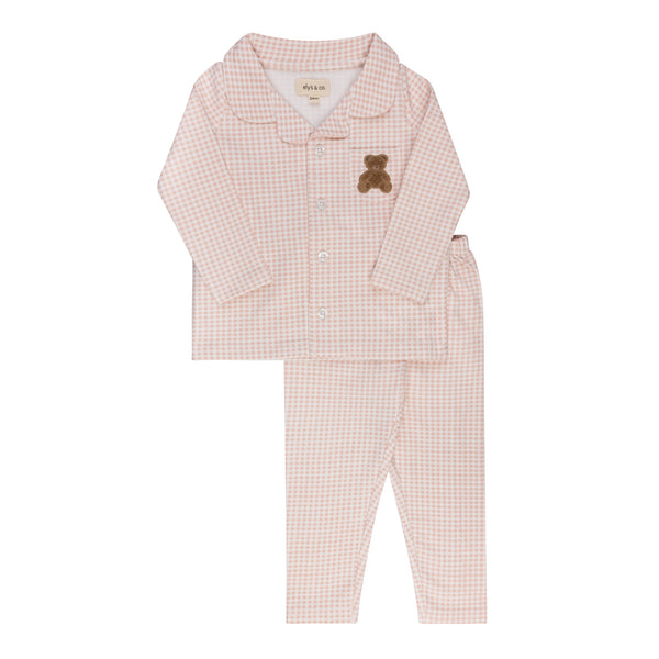 Ely's & Co Pink Gingham Teddy Pajamas