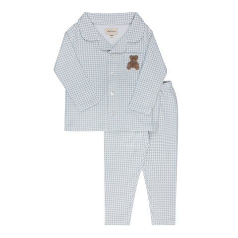 Ely's & Co Blue Gingham Teddy Pajamas