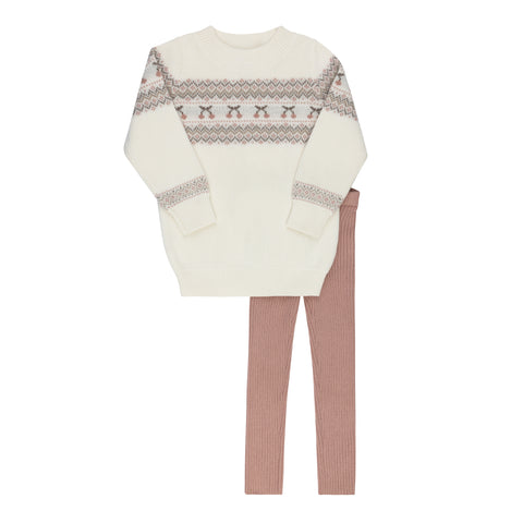 Ely's & Co Looms Ivory/Mauve Fair Isle Set