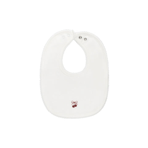 Aurora Ivory/Pink Pointelle Bow Print Bib