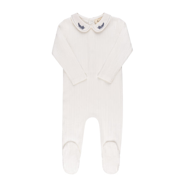 Ely's & Co Ivory/Blue Leaf Footie