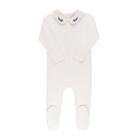 Ely's & Co Ivory/Blue Leaf Footie