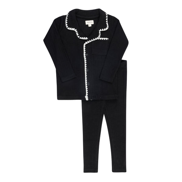 Aurora Black Whip Stitch Pajamas
