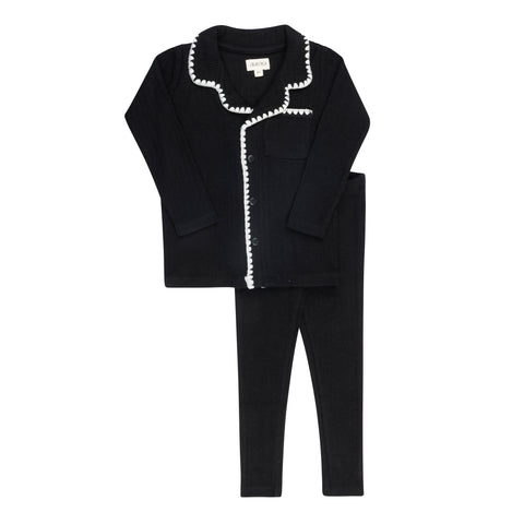 Aurora Black Whip Stitch Pajamas