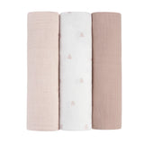 Ely's & Co Gingham Bear Pink  3 Pack Muslin Swaddle