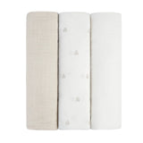 Ely's & Co Gingham Bear Tan 3 Pack Muslin Swaddle