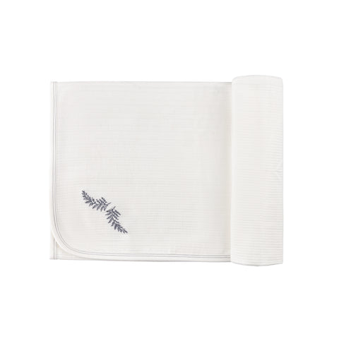 Ely's & Co Ivory/Blue Leaf Blanket