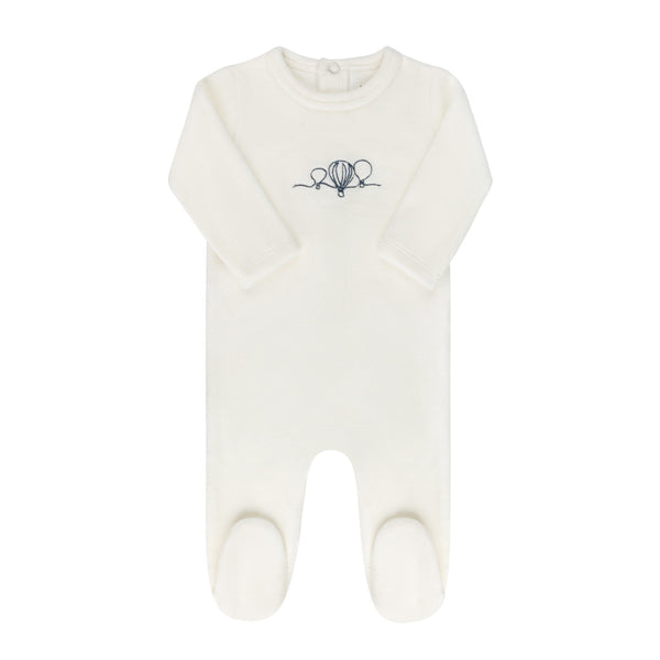 Ely's & Co Ivory & Blue Velour Hot Air Balloon Footie