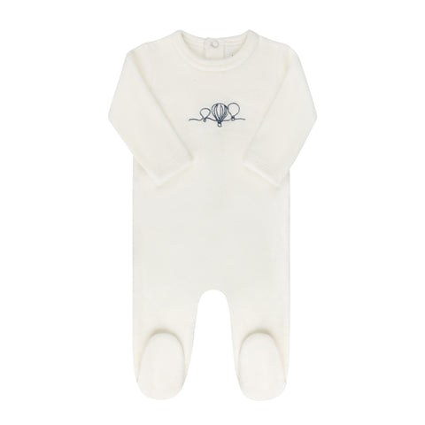 Ely's & Co Ivory & Blue Velour Hot Air Balloon Footie