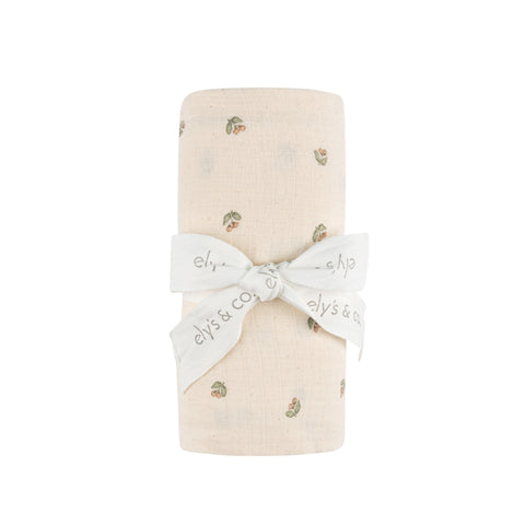 Ely's & Co Cream Vintage Floral Muslin Swaddle