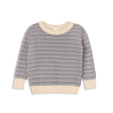 Ely's & Co Looms Distressed Blue & Ivory Knit Sweater