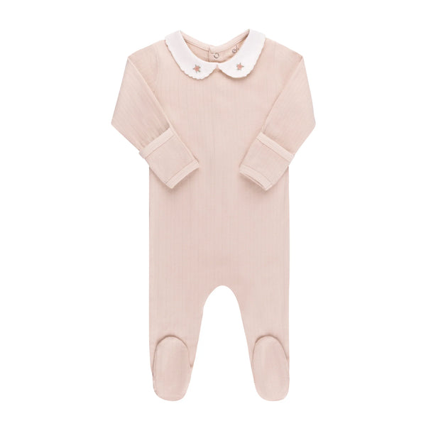 Ely's & Co Blush Wide Rib Rosebud Collar Footie