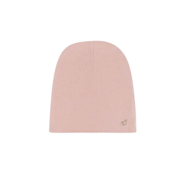 Ely's & Co Pink Embroidered Flower Ribbed Beanie