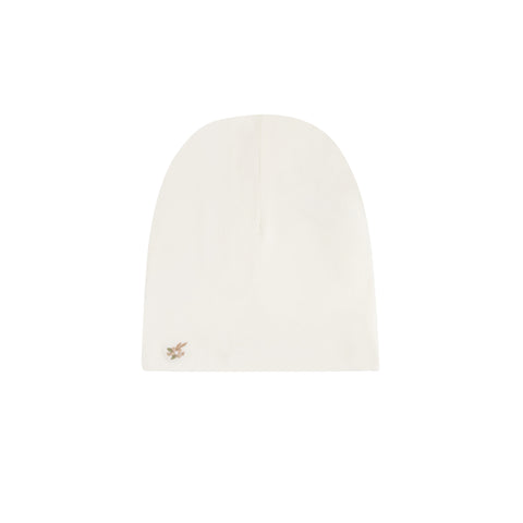 Ely's & Co Ivory Embroidered Flower Beanie