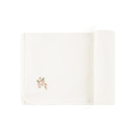 Ely's & Co Ivory Embroidered Flower Blanket
