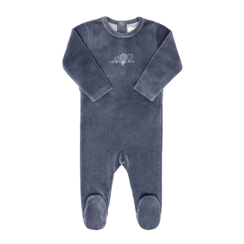 Ely's & Co Blue Velour Hot Air Balloon Footie