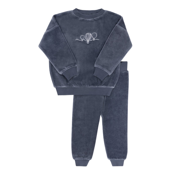 Ely's & Co Blue Velour Embroidered Hot Air Balloon Lounge Set