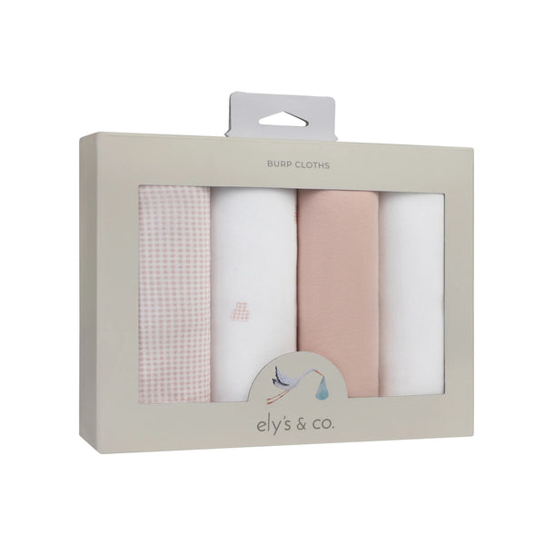 Ely's & Co Pink Gingham Bear Burp Cloth Set