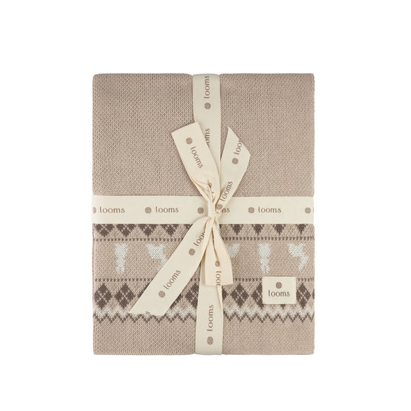 Ely's & Co Looms Taupe Fair Isle Blanket