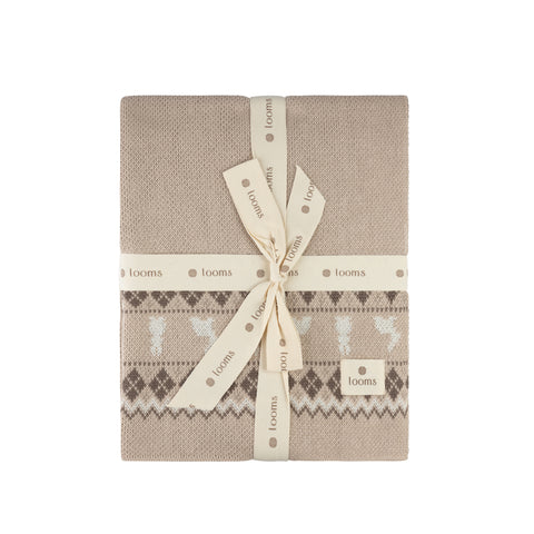 Ely's & Co Looms Taupe Fair Isle Blanket