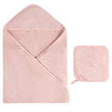 Ely's & Co Pink Solid Scalloped Hooded Towel + Washcloth Set