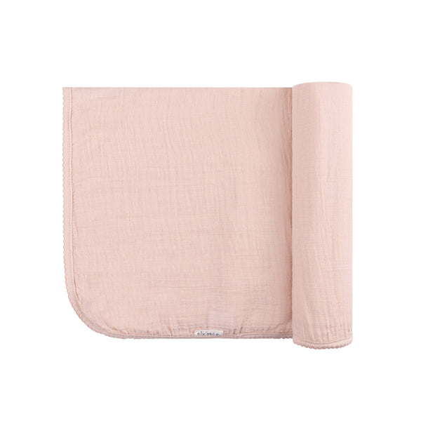 Ely's & Co Baby Pink Velour Kimono Swaddle Blanket