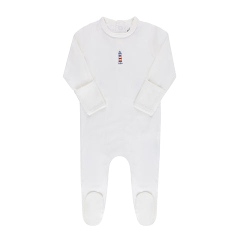 Ely's & Co Ivory Embroidered Nautical Footie