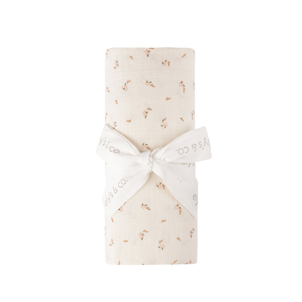 Ely's & Co Ivory Floral Printed Muslin Swaddle