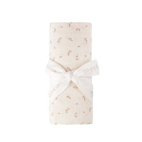 Ely's & Co Ivory Floral Printed Muslin Swaddle
