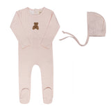 Ely's & Co Pink Gingham Teddy Footie + Bonnet