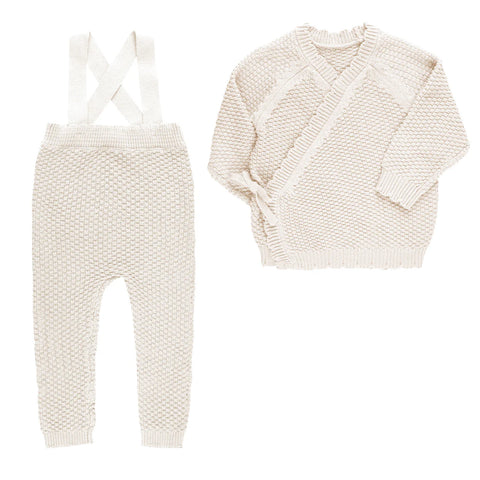 Ely's & Co Ivory Moss Knit Baby Set