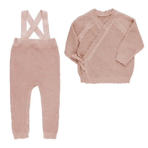 Ely's & Co Pink Moss Knit Baby Set