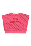 Piupiuchick Baby Pink Cherry Print Sleeveless Sweatshirt