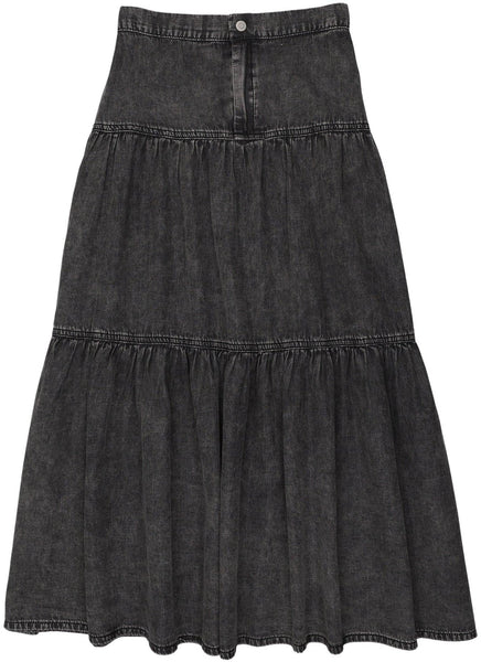 Lil Legs Black Wash Denim Tiered Maxi Skirt DTMSK-BKWSH