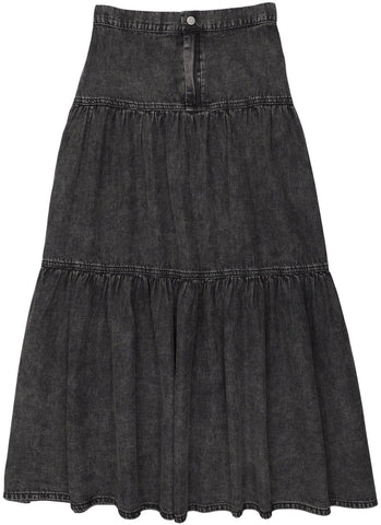 Lil Legs Black Wash Denim Tiered Maxi Skirt DTMSK-BKWSH