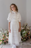 Petite Amalie White Ruffle Dobby Voile Blouse