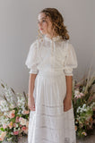 Petite Amalie White Lace Dobby Voile Skirt