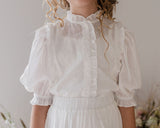 Petite Amalie White Ruffle Dobby Voile Blouse