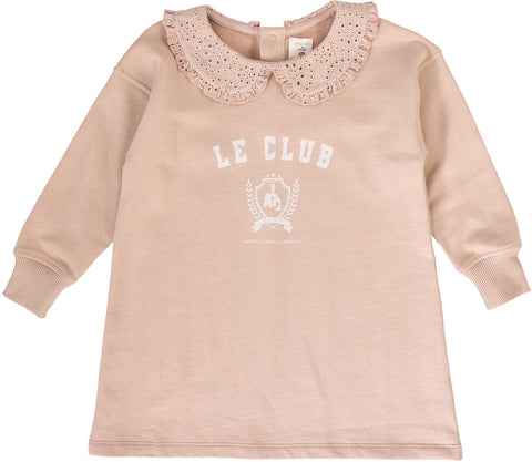 Lil Legs Bud Pink Varsity Crest Sweatshirt Dress