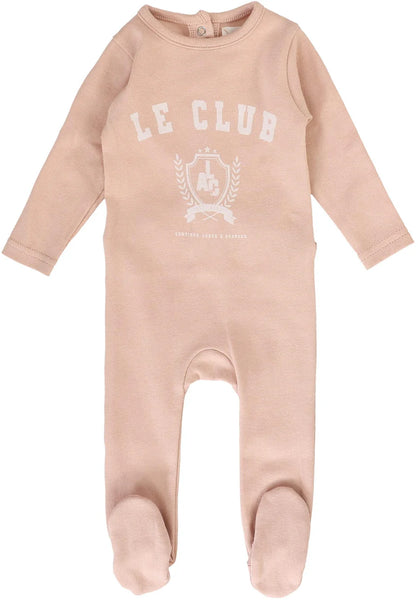 Lil Legs Bud Pink Varsity Crest Footie