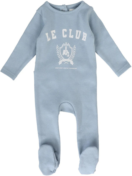 Lil Legs Misty Blue Varsity Crest Footie