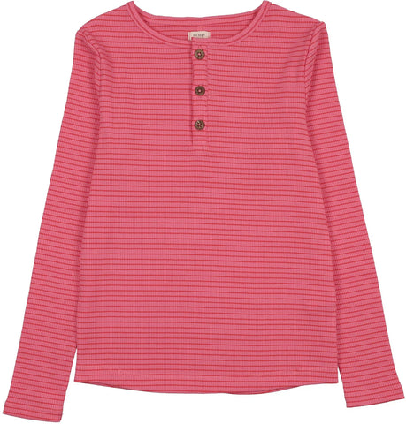 Lil Legs Pink/Red Basic Stripe Henley BSHLS-PRD