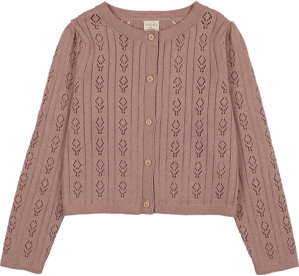 Lil Legs Analogie Dried Rose Pointelle Girls Cardigan