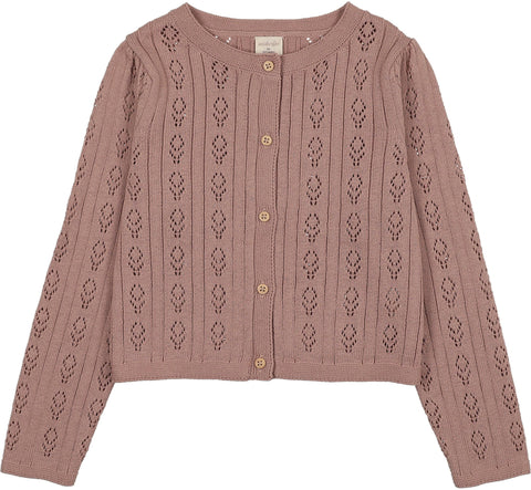 Lil Legs Analogie Dried Rose Pointelle Girls Cardigan