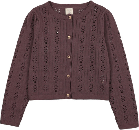 Lil Legs Analogie Vintage Purple Pointelle Girls Cardigan