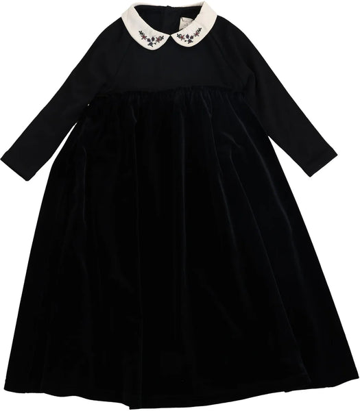 Lil Legs Analogie Black Embroidered Collar Maxi
