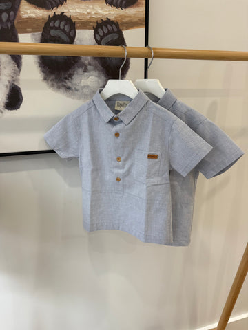Popelin Blue Collared Shirt