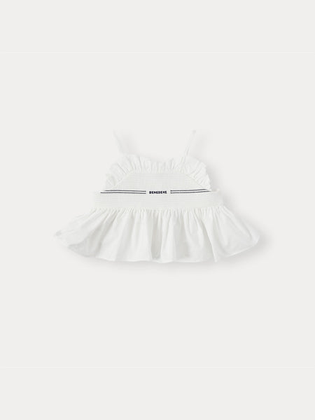 Bene Bene White Marine Smocked Sleeveless Top