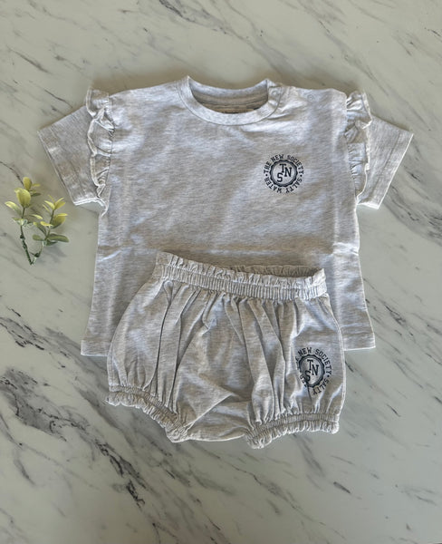 The New Society Baby Girl Grey Melange Reine Special Tee + Bloomer Set