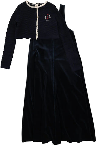 Lil Legs Analogie Navy Crest Maxi Cardigan Set